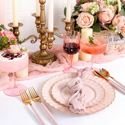 Ciaell 12 Pack Pink Plastic Martini Glasses for Bars Parties | 10 oz Pink Ribbed Coupe Cups, Heavy Duty Plastic, Cocktails Whiskey Margaritas Wine for Weddings Outdoor Gatherings Dinners - color: Pink