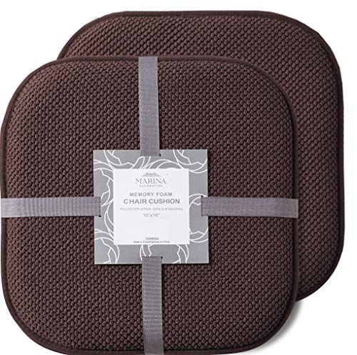 Marina Decoration Premium Thick Comfortable Cushion Memory Foam Chair Pads Honeycomb Pattern Nonslip Rubber Back Seat Topper Rounded Square 16 x 16 Seats Cover for Kitchen Chairs, 2 Pack Brown - color: Brown, size: 2 Pieces Pack