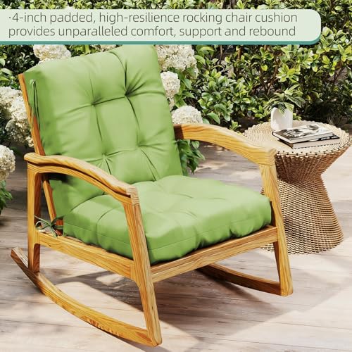 Outdoor Chair Cushions 42x21x4 Inch Set of 2, Olive | Patio Cushions for Dining Rocking Chairs, High Back Soft Seat Pad with Ties, Waterproof Fade Resistant, Indoor Outside Use - color: Olive