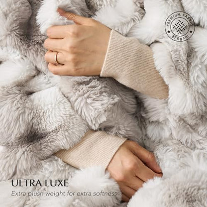 Faux Rabbit Fur Bubble Throw Blanket, 50"x60", Light Grey | Ultra Soft, Luxury Faux Rabbit Fur Throw, Thick Warm Bubble Blanket, Cozy Fluffy Reversible, for Bed, Couch, Chair, Sofa - color: Marble Grey, size: 50"x60"