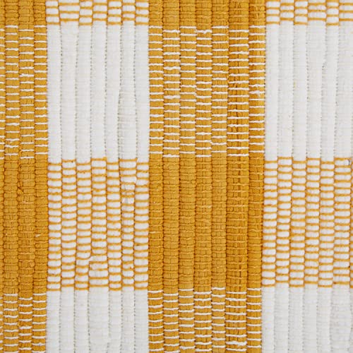 DII Buffalo Check Rug Collection, Hand Dyed Reversible Chindi Rug, 26x40, Honey Gold - color: Honey Gold, size: 2'2" x 3'4" (Rectangular)