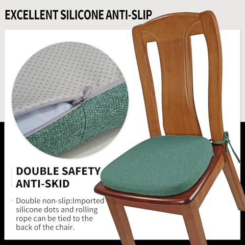 SINOSSO 1 Pack Memory Foam Chair Cushions for Dining Chair, Friendly Woven Fabric 16" U-Shape Comfortable Kitchen Chair Pad, Removable Slip Resistant Seat Cushion (1 Piece, Green) - color: Green