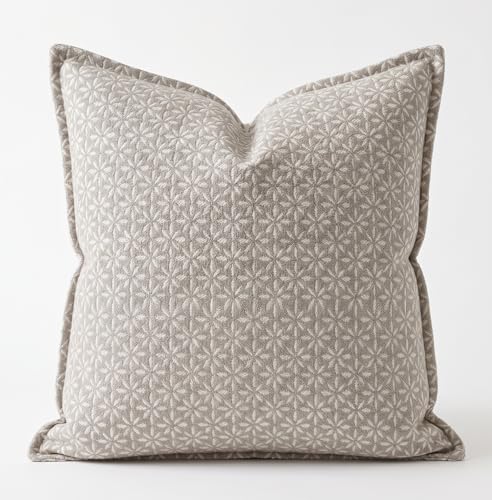 SanVia Cotton Throw Pillow Covers 20x20 – Handwoven Jacquard Texture, Fade-Resistant, No Pilling – Hidden Zipper, Decorative Cushion Cover for Sofa, Couch, Bed – Insert Not Included (Floral, Grey) - color: Dove Gray, size: 20" x 20" (Pack of 1)