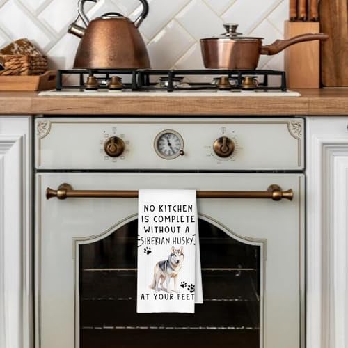 Siberian Husky Funny Dog Kitchen Dish Towels - Siberian Husky Waffle Weave Hand Towels,A Kitchen is Not Complete Dish Towel for Home Bathroom,Dog Lovers Gift,16×24 Inch - color: Siberian at Your Feet