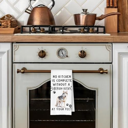 Siberian Husky Funny Dog Kitchen Dish Towels - Siberian Husky Waffle Weave Hand Towels,A Kitchen is Not Complete Dish Towel for Home Bathroom,Dog Lovers Gift,16×24 Inch - color: Siberian at Your Feet