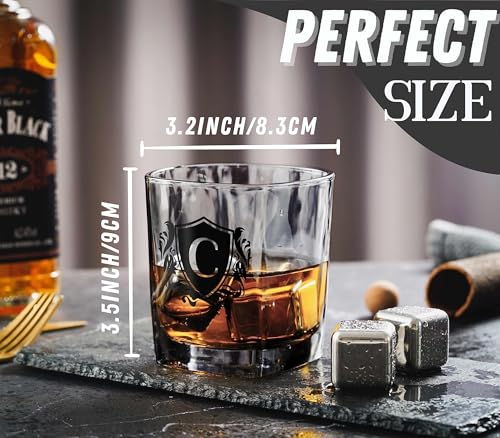 Whisky Gifts for Men, Personalized Initial Whiskey Glass with Whiskey Stones for Dad, Boyfriend, Best Friends, Coworkers, Husband, Brother, Uncle and Boss on Father's Day, Boss Day and Birthday - G - color: G