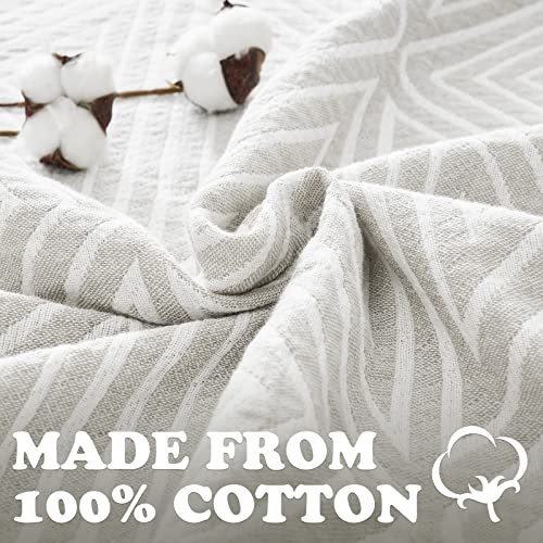 jinchan 100% Cotton Muslin Blanket Twin Boho Throw Blanket 50x60 Soft Gray | 3-Layer, Geometric Triangle Quilt, Cooling Breathable Lightweight, for Adult, Soft, Reversible, Summer, Couch, Sofa, Bedroom - color: B. Triangle Grey, size: 50"x60"