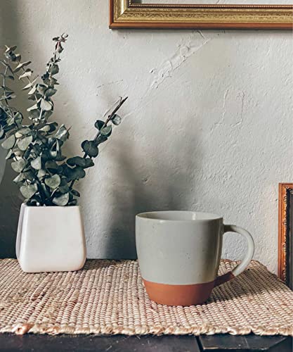 Mora Ceramic Large Latte Mug Set of 4, 16oz - Microwavable, Porcelain Coffee Cups With Big Handle - Modern, Boho, Unique Style For Any Kitchen. Microwave Safe Stoneware - Earl Grey - color: Earl Grey