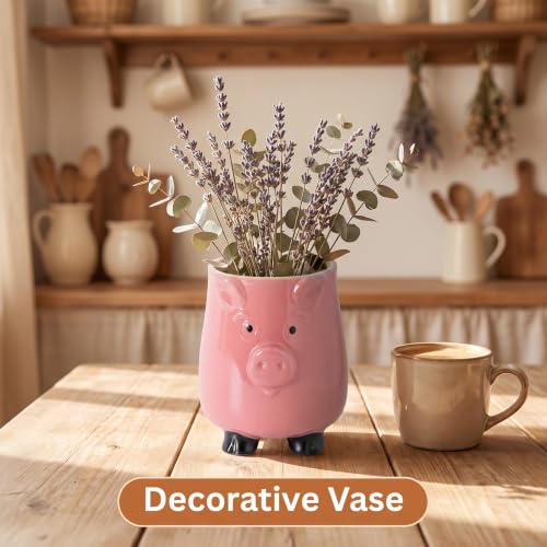 Ceramic Pig Utensil Holder for Kitchen Counter Farmhouse Utensil crock | Cute pig-shaped ceramic utensil holder keeps kitchen tools organized while adding farmhouse charm to your countertop.