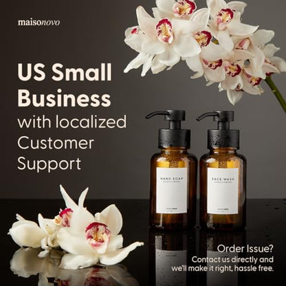 MaisoNovo Glass Foaming Soap Dispenser 14 Oz | Glass Bottles Pumps x 2 Clear - color: Clear Bottles/White Plastic Pumps/No Tray