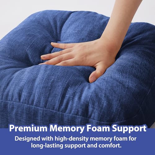 IASEAHK Chair Cushions, Dining Chair Cushions, Tufted Indoor Chair Pads, Set of 2, Navy Blue, 16.5'' x 16.5'' x 3.5'' - color: Navy Blue, size: Pack of 2