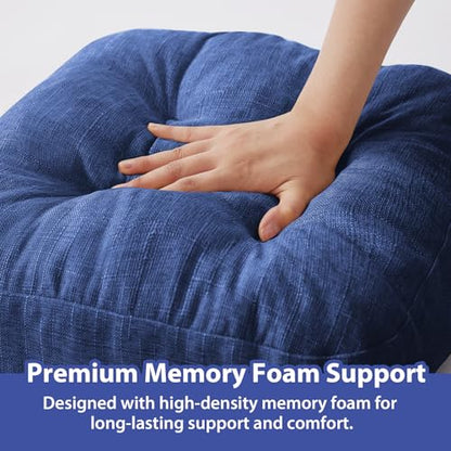 IASEAHK Chair Cushions, Dining Chair Cushions, Tufted Indoor Chair Pads, Set of 2, Navy Blue, 16.5'' x 16.5'' x 3.5'' - color: Navy Blue, size: Pack of 2