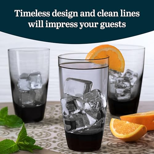 Libbey Classic Smoke Tumbler Glasses, Classy, Timeless Drinkware Set of 12, 18 Oz, Dishwasher Safe Drinking Cooler Glasses for Special Occasions - color: Classic Tumbler Smoke (18 oz), size: 18 Ounces