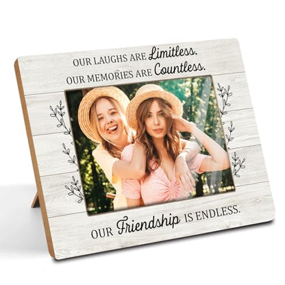 Rustic Wood Picture Frame,Farmhouse Picture Frame for 5x7 Photo –Our Friendship is endless – Fun Friend Gift for Besties, Roommates, Birthday or Graduation(Friendship) - color: Friendship