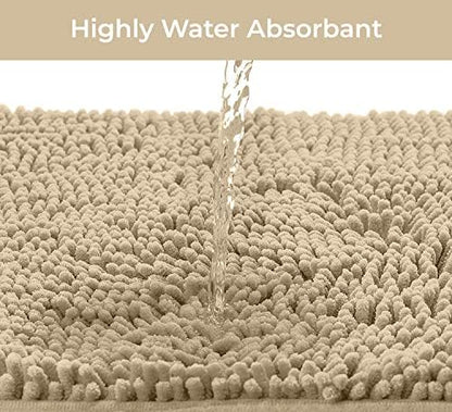 LuxUrux Bathroom Rugs Sets 2 Piece: Quick Dry, Soft Plush Anti-Slip, Super Absorbent. Includes Rectangular (31x20 inches) & U-Shaped Toilet Mat (20x20 inches) | Birch - color: Birch, size: 2 Piece Set