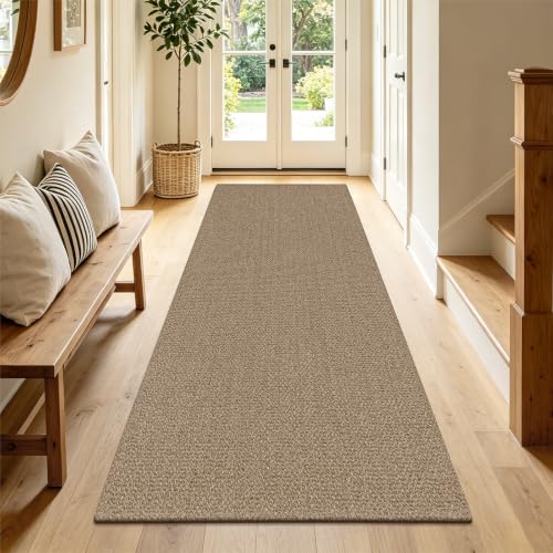 HEBE Washable Hallway Runner Rug 2'x6', Cotton Woven Kitchen Rug Runner | Non Slip Rubber Backed Hall Runners, Neutral Cotton Floor Carpet Runner for Entryway,Hallway, Bedroom,Bedside Rug - size: 2' x 6' (Rectangular)