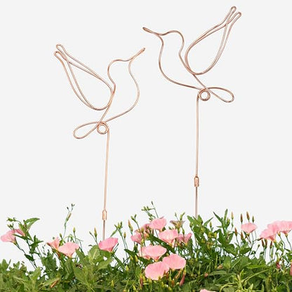 Hummingbird Decorative Garden Stakes Set of 2,Hummingbirds Metal Wire Decor | Decorative plant stakes 23.6 x 6.7 inches,Decorative Stakes for Flower Pots, Planters, and Flower Beds