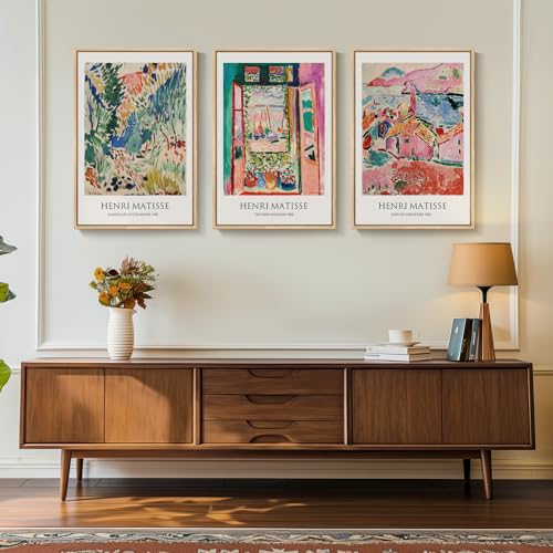 Framed Matisse Wall Art, 3 Piece Large Canvas Abstract Art Prints for Living Room, Henri Matisse Famous Landscape Painting Picture - Total Size 30x60 - color: Abstract Landscape, size: 20"W x 30" H x 3Pcs