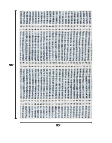 Dash & Albert Malta Blue Striped Washable Rug, 5'x8' - color: Blue, size: 5' x 8' (Rectangular)