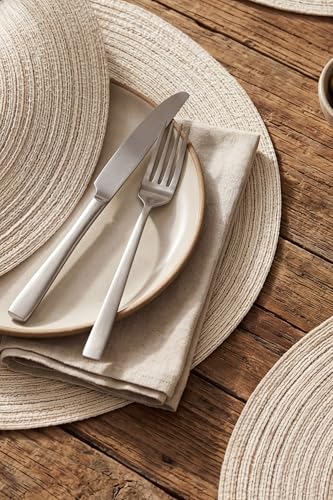 FunWheat Round Braided Placemats Set of 6 Easy Clean Place mats for Dining Tables Woven Heat Resistant Washable Table Mats 15 inches(Beige) - color: Multi Beige, size: 6pcs