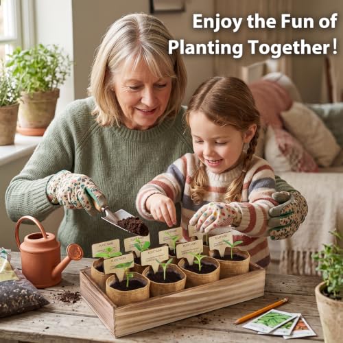 LUOJIBIE Herb Garden Kit Indoor, Herb Growing Kit with Seeds & Tools, Birthday Gifts for Women Men Mom Dad Girls Boys, House Warming Gifts New Home, Anniversary Wedding Gifts, Kitchen Décor