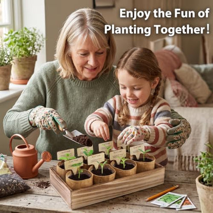 LUOJIBIE Herb Garden Kit Indoor, Herb Growing Kit with Seeds & Tools, Birthday Gifts for Women Men Mom Dad Girls Boys, House Warming Gifts New Home, Anniversary Wedding Gifts, Kitchen Décor