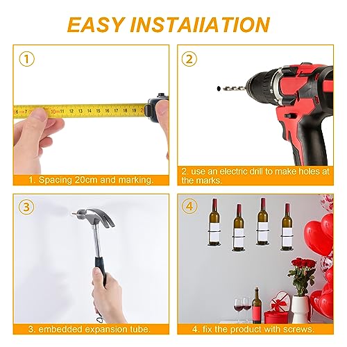 uxcell Spiral Wine Wall Holder 12 Pcs, Metal Wine Bottle Display Holder, Wine Bottles Display Wall Storage Shelf -for Kitchen Bar Wall Decor Black Upward - style: Upward Style