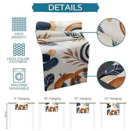Table Runner and Placemats Set of 4 Bohemian Abstract Leaves Decorative Dining Table Runner with Matching Placemats Modern Art Table Decor for Kitchen Dining Room and Everyday Use 13x70in - size: 13"x70"+4pcs