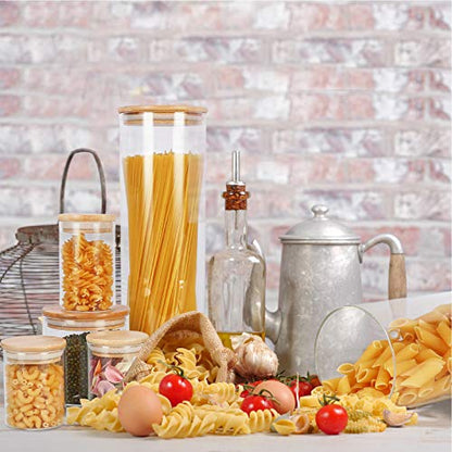 DHSBTLS 15 Pack 6 oz Glass Jars With Bamboo Lids for Kitchen, Pantry | Borosilicate Airtight Canisters, Food Storage Container, Pantry Organization, Kitchen Sets, Spice Containers - size: 6 fl oz (15 pcs)