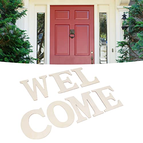 Welcome Letters, 7PCS Wood Large Letter Cutouts, Unfinished 2mm Thick Wood Sign for Wall DIY Decoration, Porch Crafts for Home Party Holiday Supplies