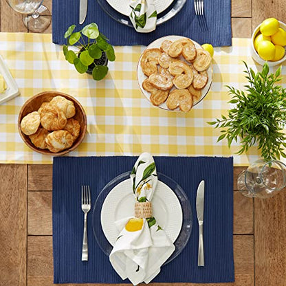 DII Basic Everyday Ribbed Tabletop 100% Cotton, Placemat Set, 13x19, Nautical Blue, 6 Piece - color: Nautical Blue, size: 13x19"
