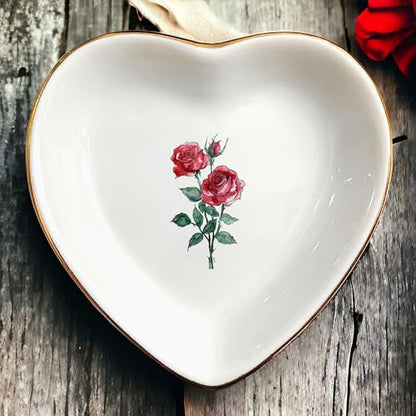 June Rose Flower Ring Dish-Red Floral Jewelry Dish for Hippie,Nature,Pace-June Flower for Mom,Mother-in-law,Aunt,Grandma,Sister,Friend-Gemini Birthday Gifts - style: 6 - June (Rose)