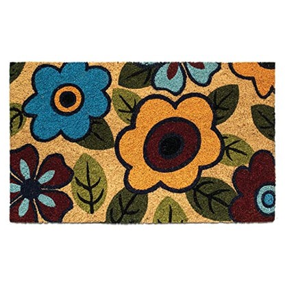 Notrax, Retro Flower, Vinyl-Backed Natural Coir Doormat