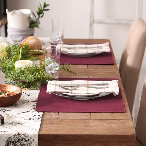DII Basic Everyday Ribbed Tabletop 100% Cotton, Placemat Set, 13x19, Barn Red, 6 Piece - color: Barn Red, size: 13x19"