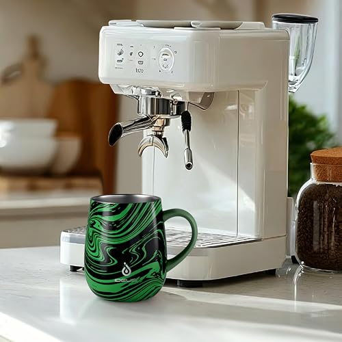 Ideus 16 oz Insulated Coffee Mug with Handle and Lid, Double Wall Stainless Steel Vacuum Thermal Coffee Mug, Travel Coffee Cup Thermal Cup for Home and Office (Green Zebra, FUJI DAWN) - color: Green Zebra