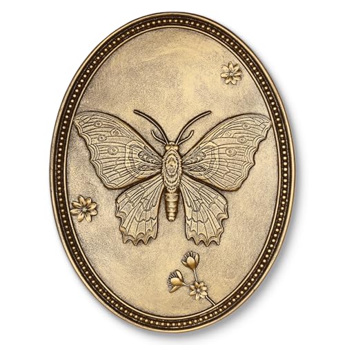 Vintage Butterfly Wall Sculpture, Antique Wall Decor, Gold Wall Art, Hanging Decoration with Embossed Butterfly Design, Vintage Decoration for Living Room Bedroom and Hallway, Housewarming Gift - color: Gold Butterfly