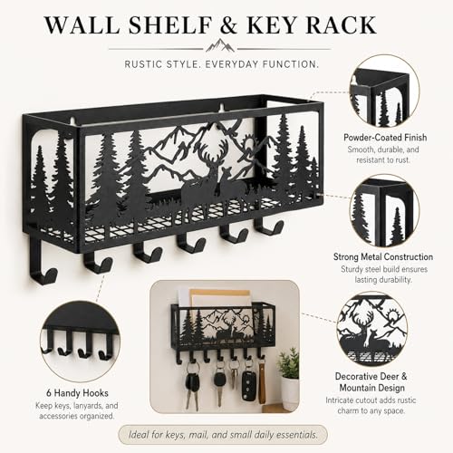 Deer Metal Wall Mail Organizer Wall Mounted Key and Mail Holder Mail Basket Hanging Mail Sorter and Key Organizer for Entryway Bedroom Bathroom - size: Small, style: Mail Shelf