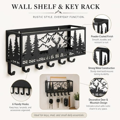 Deer Metal Wall Mail Organizer Wall Mounted Key and Mail Holder Mail Basket Hanging Mail Sorter and Key Organizer for Entryway Bedroom Bathroom - size: Small, style: Mail Shelf