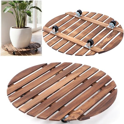Novabright 25" Plant Stand with Wheels Plant Wooden Rolling Caddy Heavy Duty Dolly Caddy with Locking Wheels Heavy Duty Plants Dolly Mobile Stand for Large Pots Small Furniture Outdoor(1 Pcs) - size: 25 Inch