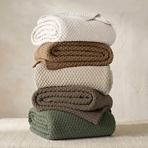 EVERGRACEHOME Chunky Chenille Knit Throw Blanket, 108x92, Camel Brown | Sculpted Moss Stitch, Chic Modern Farmhouse, All-Season Warmth, OEKO-TEX® Certified, Oversized King for Couch, Bed, Sofa - color: Camel Brown, size: 108" X 92"