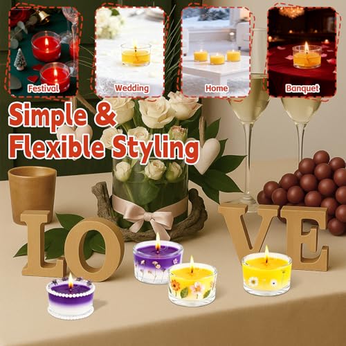 36 Pack Clear Glass Tealight Candle Holders for 1.5" Tealights | 1.8" wide x 1" high size; smooth glow; bulk decor for wedding centerpieces, party tables, romantic dinners & DIY