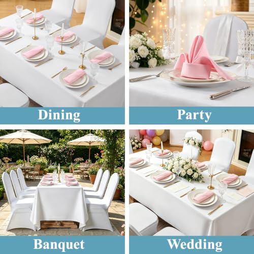 VidaFete Pink Cloth Napkin, 20 x 20 Inch Polyester Napkins Set of 12 | Polyester Napkins Cloth Reusable & Wrinkle-Resistant Dinner Napkins for Weddings, Banquets, Parties, Hotels and Restaurants - color: Pink, size: 20" x 20" (Set of 12)