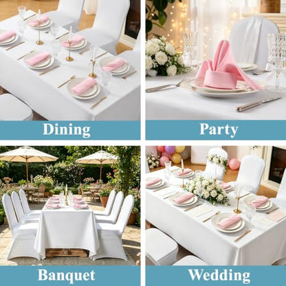 VidaFete Pink Cloth Napkin, 20 x 20 Inch Polyester Napkins Set of 12 | Polyester Napkins Cloth Reusable & Wrinkle-Resistant Dinner Napkins for Weddings, Banquets, Parties, Hotels and Restaurants - color: Pink, size: 20" x 20" (Set of 12)