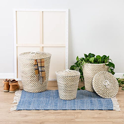Honey Can Do Set of 3 Nesting Seagrass Snake Charmer's Baskets, Natural STO-08750 Natural