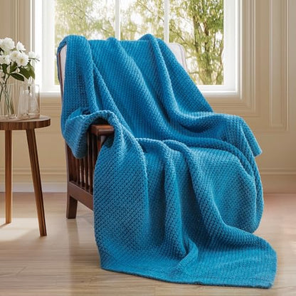 Knit Throw Blanket for Couch, Soft Cozy Fluffy Knitted Blanket for Sofa, Bed, Gift for Women Girls (Twin 60"x80") - size: Twin 60"x80"