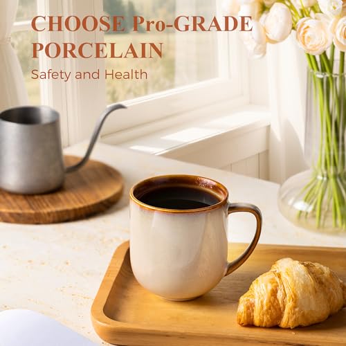 LERATIO Ceramic Coffee Mugs Set of 6,12oz Handmade Coffee Mugs Set | Large Handle for Cappuccino/Latte/Tea/Hot Cocoa,Oven &Dishwasher & Microwave Safe-Khkai - color: reactive glaze-1