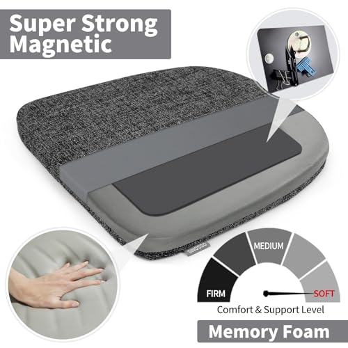 SINOSSO Memory Foam 14" Metal Chair Cushions 4 Pcs, Modern Interwoven Style Magnetic Chair Pads for Dining Kitchen Cafe Bistro Stackable Chair (U-Shape, Black-Gray, 4) - color: Black