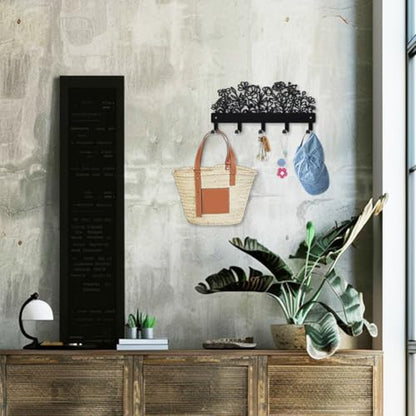 MAYJOYDIY Wildflowers Metal Key Hook for Wall Spring Weeds Plants Coat Rack Wall Mounted 9.8×4.7inch Rustic Natural Garden Flower Key Holder with 5 Hooks for Gift Kitchen Bathroom Home Decor - style: Wildflowers