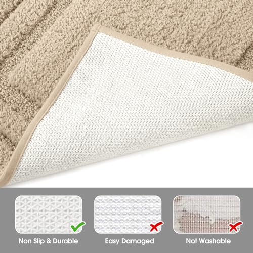 HOMEIDEAS Bathroom Rugs Sets 2 Piece, Super Soft and Absorbent Non Slip Microfiber Machine Washable Bath Mat Set (20" x 32" + 16" x 24", Beige) - color: Loop- Beige, size: 1'4" x 2'8" (16"x24"+20"x32")