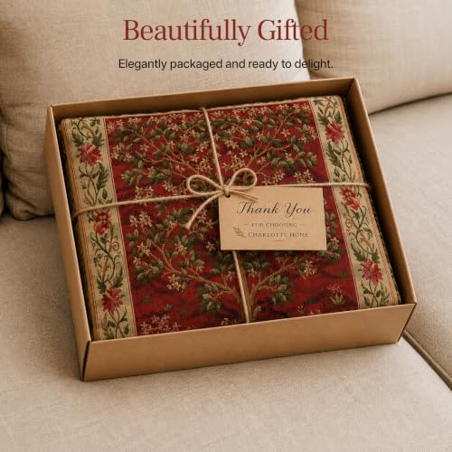 William Morris Tree of Life Red I Tapestry Throw Pillow Cover 18 x 18 in - color: Brown,cream,green,red,beige